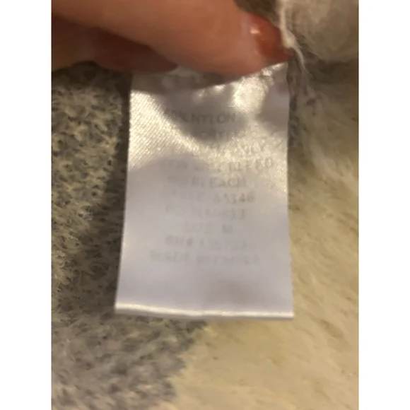 Umgee Fuzzy Knit Camo Sweater Gray Cream Medium Cozy Soft - Picture 8 of 9